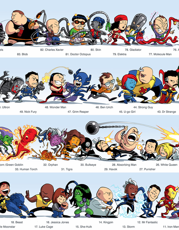Artista cria ilustração de 9m de personagens Marvel
