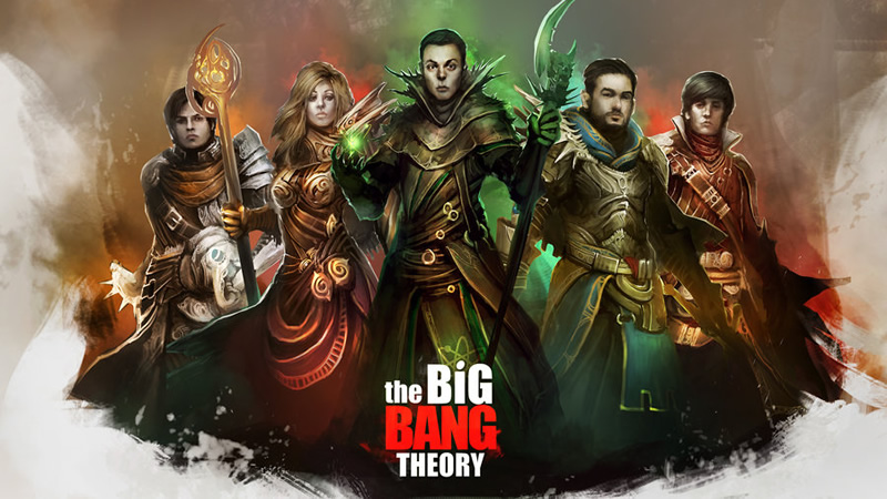 Personagens de The Big Bang Theory como guerreiros e magos medievais