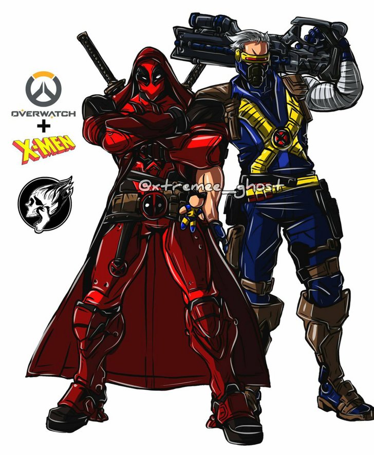 Ilustrações de heróis de Overwatch como X-Men