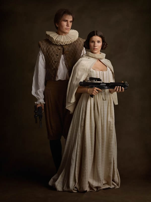 Personagens de Star Wars usando roupas do século XVI