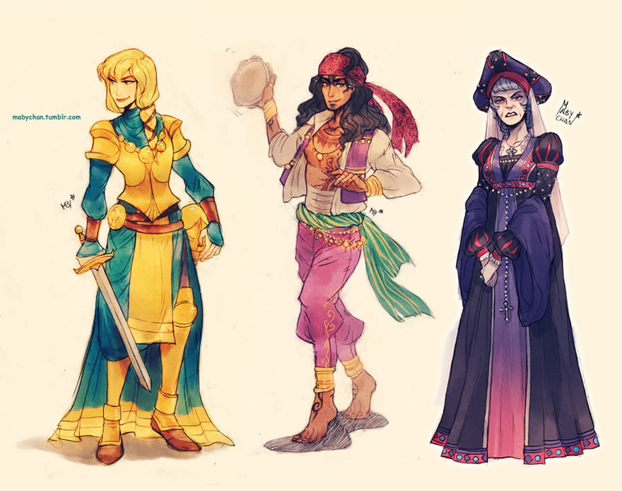 Ilustrações de personagens Disney com o gênero trocado