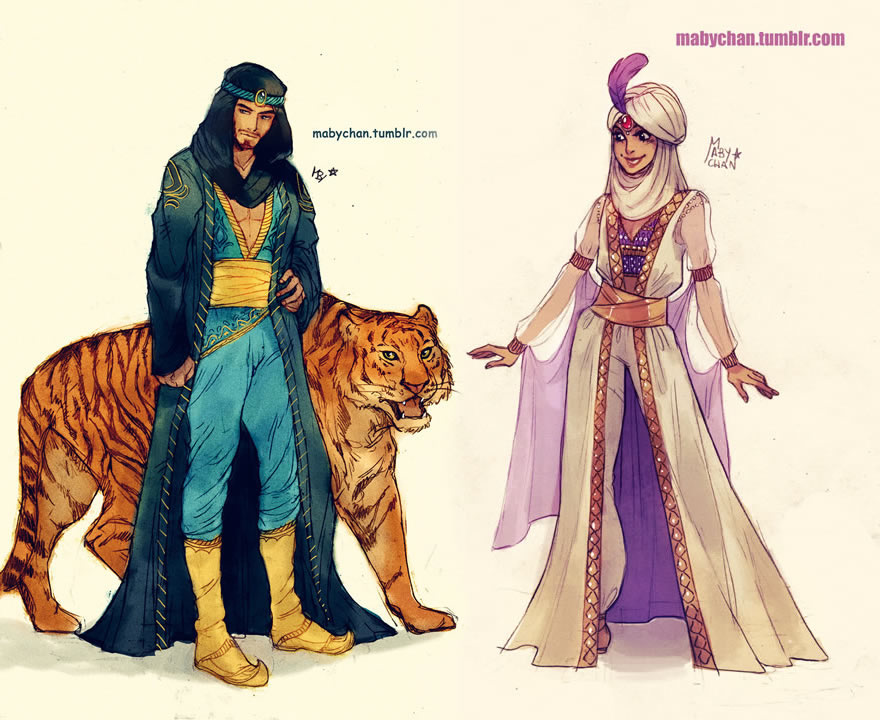 Mais algumas ilustrações de personagens Disney com o gênero trocado